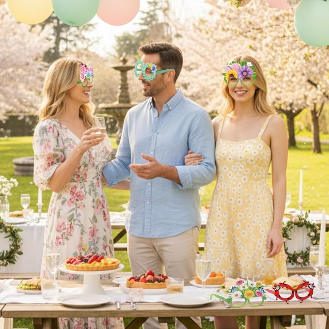 Pajean 32 Pack Spring Party Decorations Eyeglasses Springtime Themed Paper - Image 5