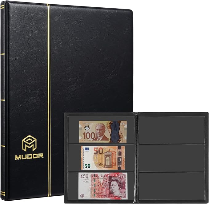 MUDOR Currency Collection Album, 60 Pockets Banknote Book by MUDOR