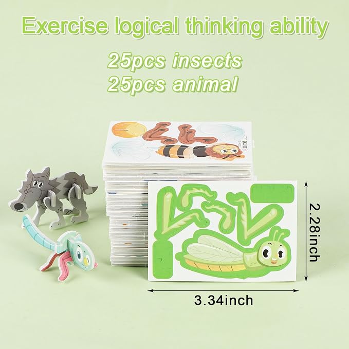 LOMIMOS 50Pcs Educational 3D Cartoon Puzzle - Image 3