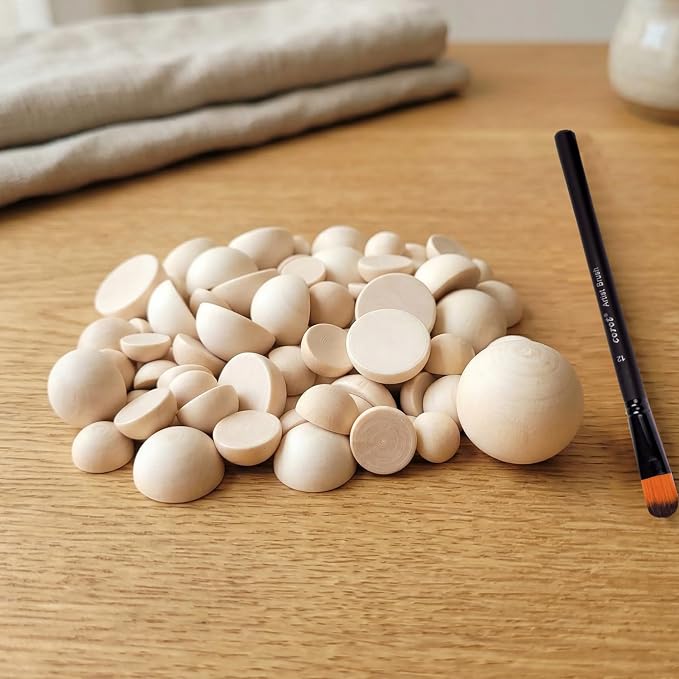12/15/20mm Natural Unfinished Wood Beads Half Wooden Beads - Image 3