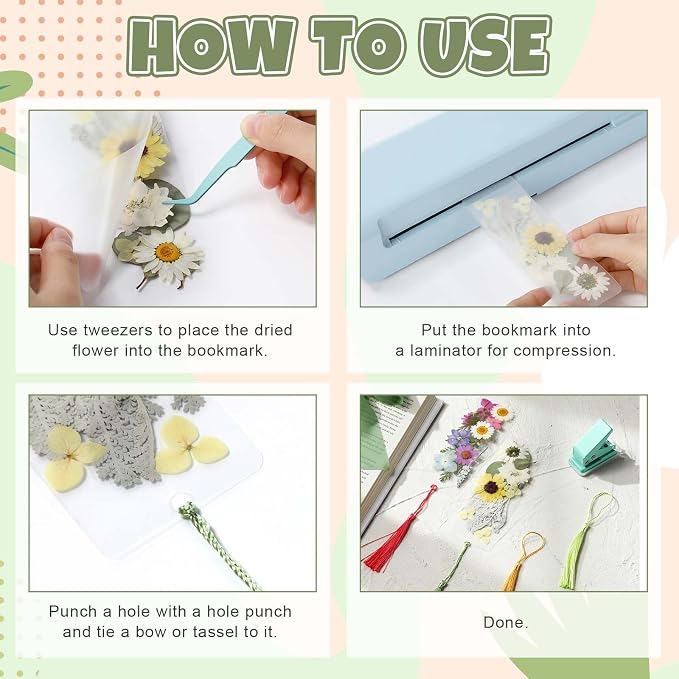 AmazingSpark 222 Pcs Dried Flower Bookmark Making Kit Include DIY Pressed - Image 3