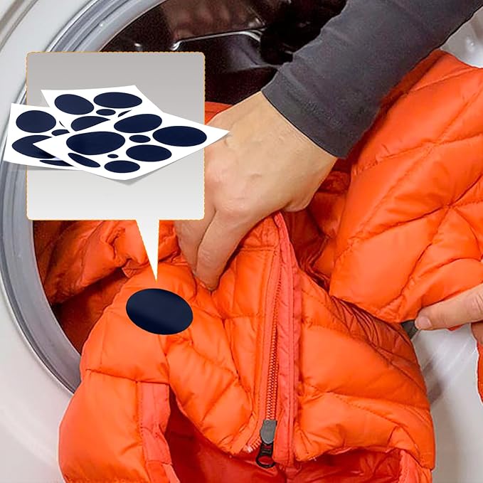 16PCS Down Jacket Repair Patch, Self Adhesive Puffer Jacket Repair Kit, Navy Nylon Fabric Repair Tape for Coats, Tents, Sleeping Bags
