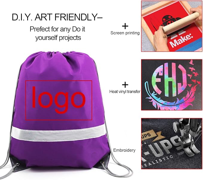 BeeGreen 20 Pieces Purple Drawstring Backpacks Bulk, Draw String Bags - Image 2