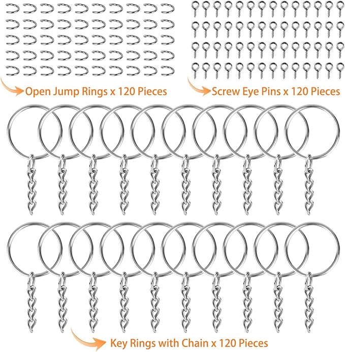 Keychain Rings for Crafts, Flasoo 360Pcs Keychains for Resin Include Key Rings - Image 2