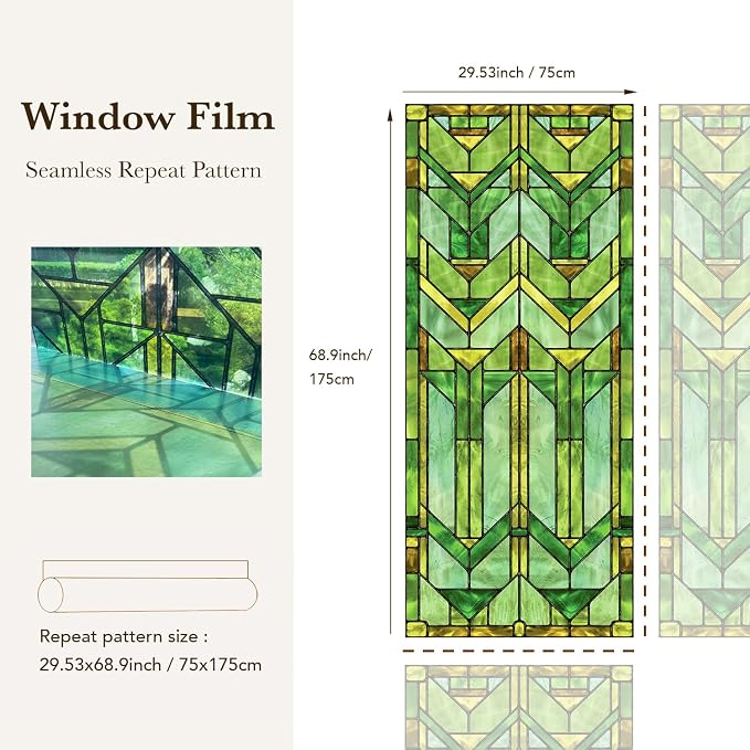 Faux Stained Glass Effect Transparent Window Film, Decorative Window Cling - Image 5