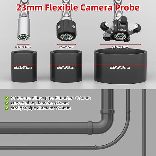 Sanyipace Self-Leveling Sewer Camera 165FT/50M, Drain Camera with 512Hz Transmitter, Pipe Plumbing Camera with Meter Marks, IP68 Waterproof Camera Probe, 9" HD Color Screen, 16GB TF Card