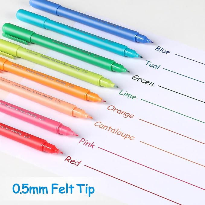 AECHY Curve highlighter pens for Note Taking, Dual Tip Pens - Image 4