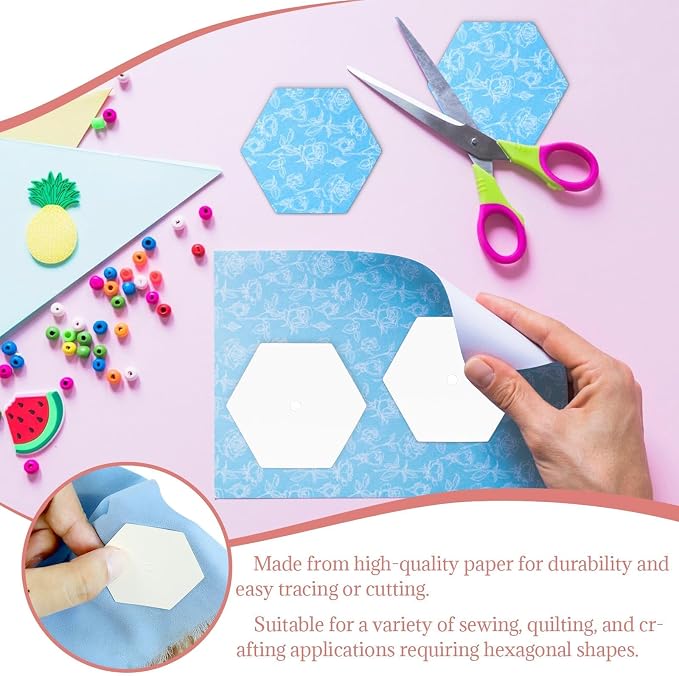 500 PCS Paper Piecing 1", Hexagon Quilting Templates - Image 6
