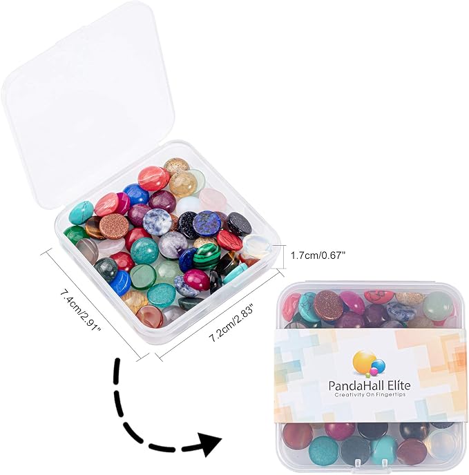 PH PandaHall 50pcs Gemstone Cabochons 25 Colors 12mm Flat Round Cabochon Quartz - Image 8