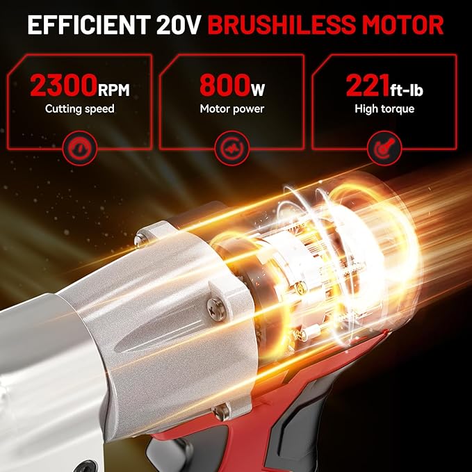 Cordless Sheet Metal Cutter for Mil-waukee 18V Battery, Electric Metal Shears with 360° Rotating Head, Torque 221 Ft-Lbs, Brushless Scissors for Stainless Steel, Metal, Iron（Battery Not Include)