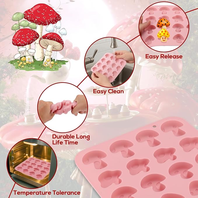 Palksky Mushroom Silicone Molds, 16 Cavity 2 Pack Mushroom Chocolate Mold - Image 7