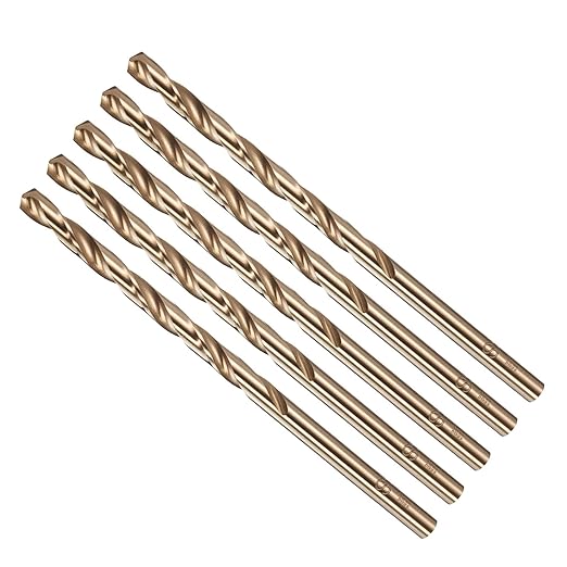 Drill Bit, #21 Cutting Diameter, 4341 HSS Gold Finish 135° Cutting Angle Number Jobber Bits - (Applications: for Drilling Soft Metal Plastic Wood), 5-Pieces