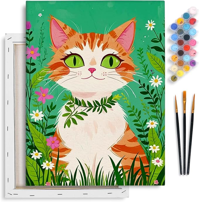 Yezavesu 12x16 Inch Cat Framed Paint by Numbers Kit by Yezavesu