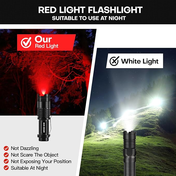 2 Pack Red Flashlight LED Single Mode Light 1 Mode LED Torch Scalable Red Light - Image 5