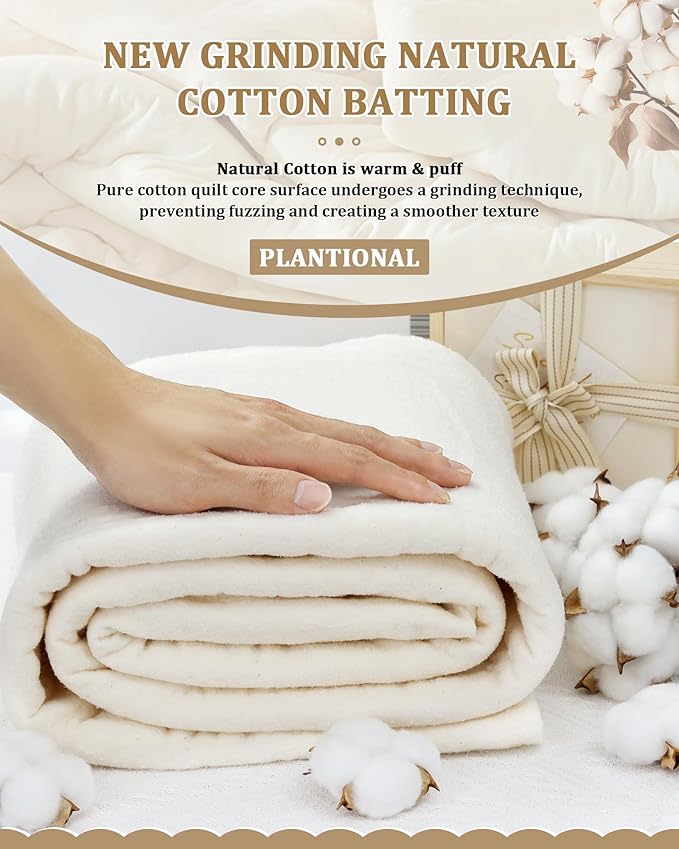 PLANTIONAL Grinding Natural Cotton Quilt Batting: 47-Inch x 59-Inch Light - Image 3