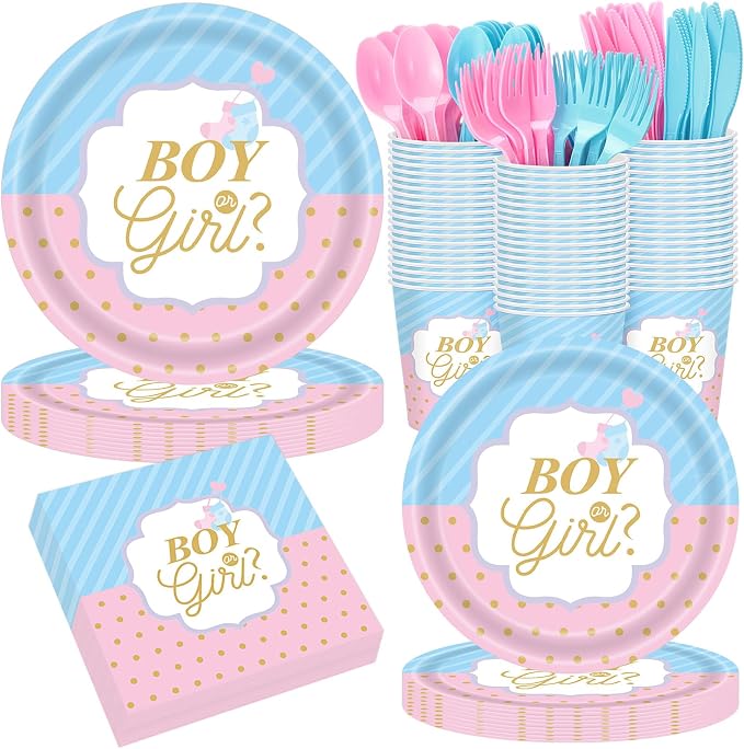 Pickmesh 400 Pcs Gender Reveal Party Supplies Include Boy or Girl Disposable by Pickmesh