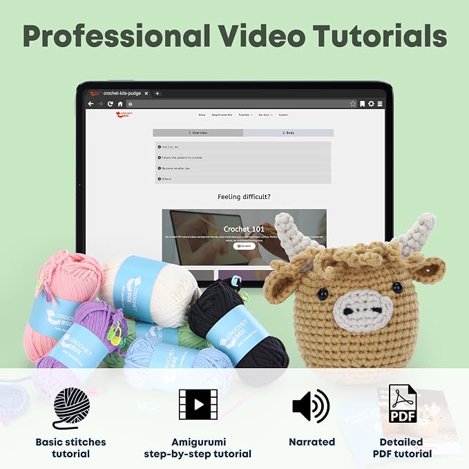 Crochet Kit for Beginners: Highland Cow Crochet Kit, Learn to Crochet, Include - Image 4