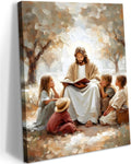 Jesus With Children Canvas Wall Art, 16x24in | Jesus Teaching Children Picture by wallart