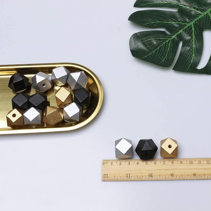 20mm Geometric Wood Beads - Image 2