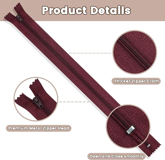 Zippers for Sewing, DOITEM Nylon Coil Zippers - Image 3