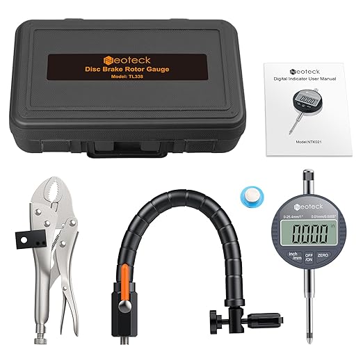 Neoteck Disc Brake Rotor Gauge Dial Indicator 1"/0.0005" Digital Runout Gauge Set Ball Joint Runout Set with 360° Flexible Arm Tight Grip Locking Vise for Automotive, Mechanical, Industrial Processes