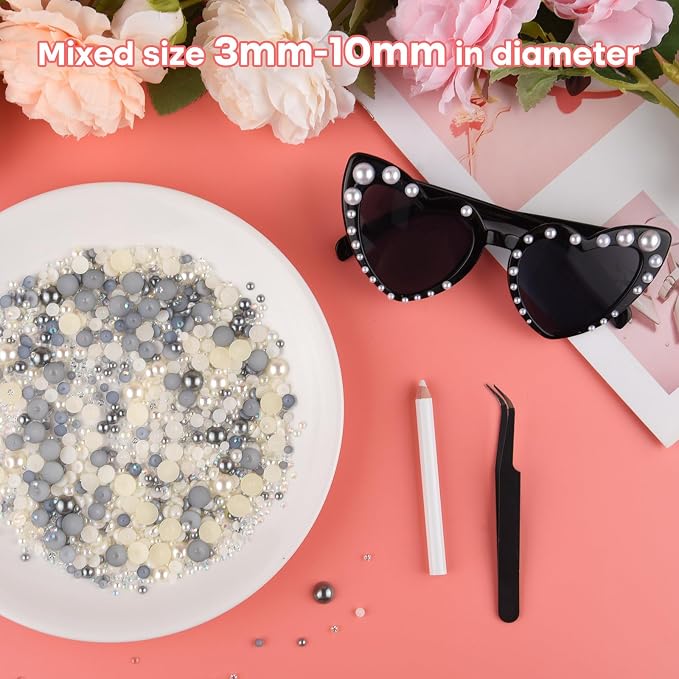 ASTARON 50g Mix Flatback Rhinestones Half Pearls - Image 3