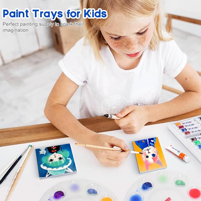 12Pcs Clear Paint Tray Palettes, Plastic Paint Pallets - Image 5