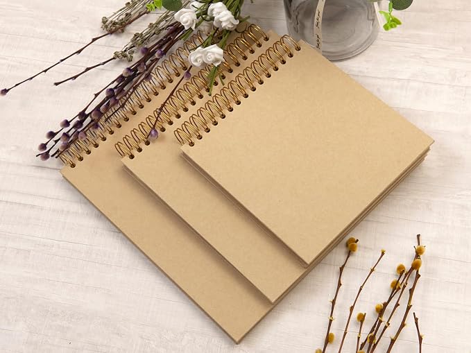 potricher 8 x 8 Inch DIY Scrapbook Photo Album 80 Pages Thick Kraft Blank - Image 6