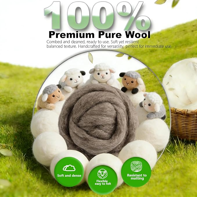 Wool Roving-3.5oz Needle Felting Wool, Soft Multi-Color Wool Fiber, Perfect - Image 5
