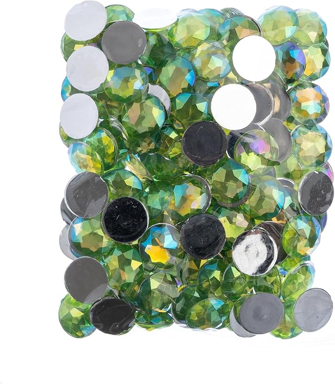 John Bead 200 Pieces 16mm, Peridot AB, Acrylic Round Flat Back Rhinestones - Image 2