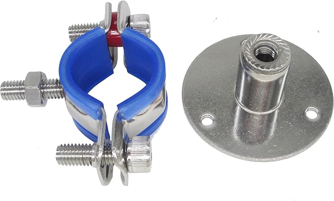 Stainless Steel Adjustable Pipe Clamp Bracket - Wall/Ceiling Mount Support for 3/4-Inch (25mm) Pipe, Heavy-Duty Rustproof Brackets with Screws, Short Type, Set of 2
