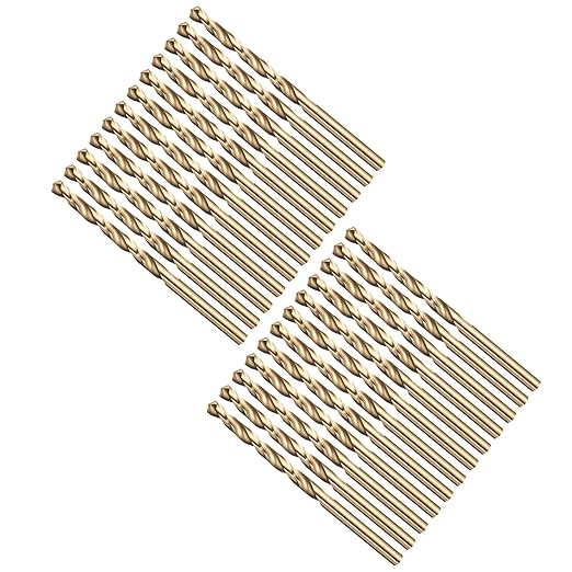 Drill Bit, 3/32" Cutting Diameter (2.381mm), 4241 HSS Black and Gold 118° Cutting Angle Versatile Jobber Bits - (Applications: for Drilling Plastic Wood Soft Thin Metal), 24-Pieces