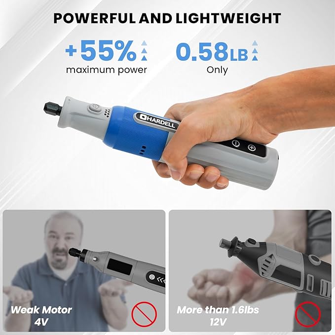 HARDELL Cordless Rotary Tool Kit, 8V 6-Speed Rotary Tool with Digital Display and USB-C Charge, Multi-Function Mototool with 80PCS Accessories for Carving, Sanding, Polishing DIY Crafts