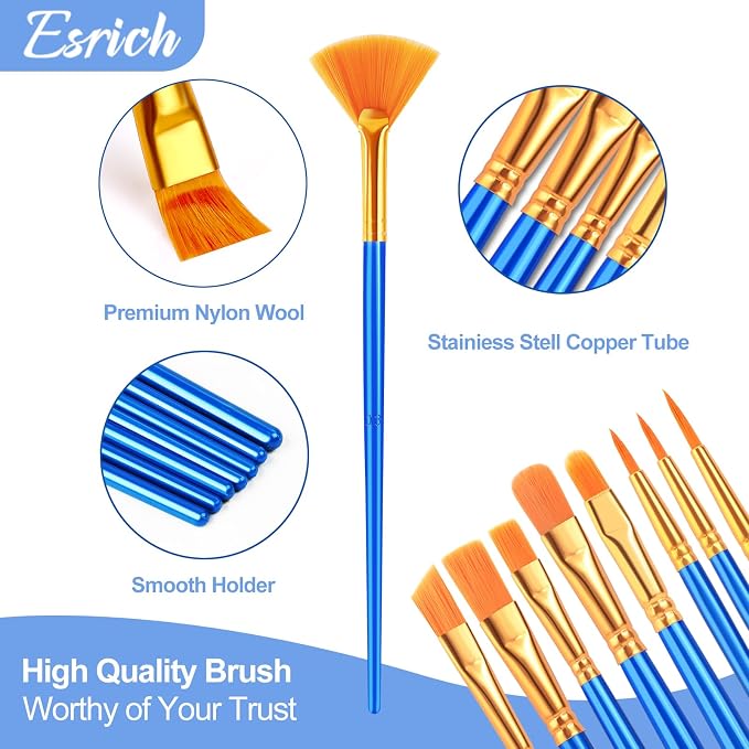 ESRICH Paint Brushes Set, 12 Sizes Paint Brush - Image 5