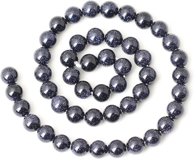 45PCS 8mm Natural Blue Sandstone Gemstone Round Loose Beads Stone Beads - Image 2