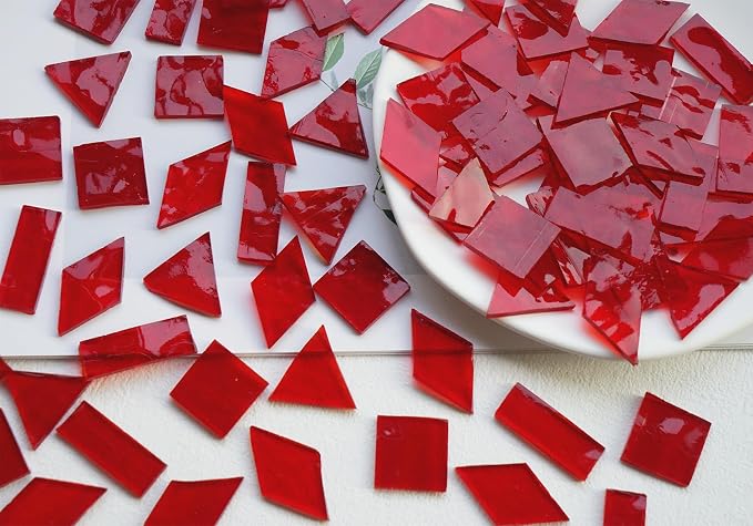 Transparent Textured Stained Glass Pieces, 200G Vibrant 4 Shapes Mosaic Tiles - Image 5