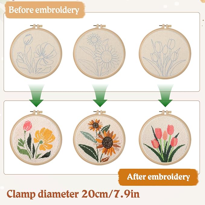 Lyksgir 3 Sets Punch Needle Kits, Punch Needle Embroidery Starter Kits - Image 3