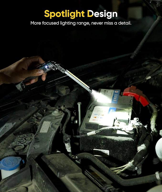 Magnetic Work Light - 4000mAh Rechargeable Work Light with Hook Design, 1200 Lumens Mechanic Light, 3 Lighting Modes Magnetic Flashlight for Repairing、Emergency