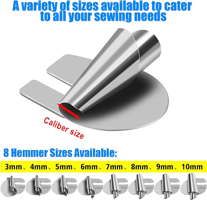 TOOVREN Sewing Rolled Hemmer Foot 8PCS Rolled Hem Presser Foot - Image 4