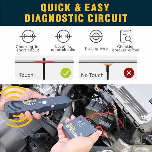 Cable Tracker Electrical Circuit Tester, DC6-42V Wire Tracer Automotive Short and Open Circuit Finder EM415PRO, Wire Tracing Automotive Diagnostics Tool Kit with Buzzer Alarm