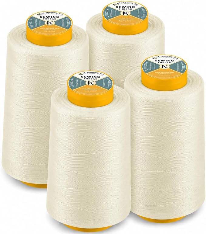 AK Trading CO. 4-Pack Ivory All Purpose Sewing Thread Cones of High Tensile by Fabrics%7CEventDecor%7CCrafts%7CUpholsteryFoam