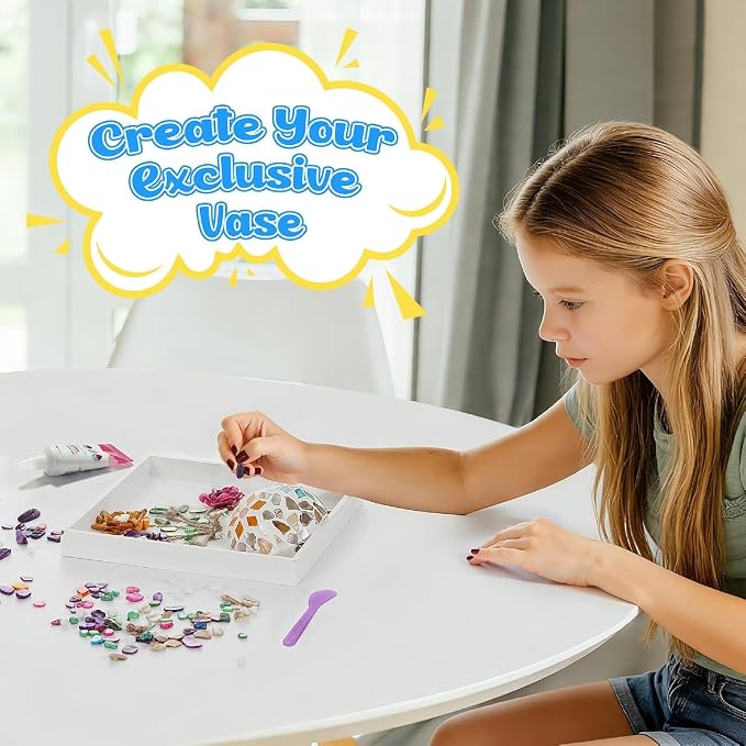 DIY Vase Mosaic Painting Kit, DIY Mosaic Arts and Craft Kits - Image 2