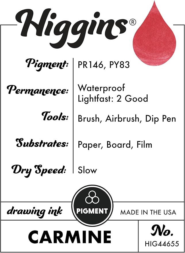 Higgins Carmine Pigmented Drawing Ink - Image 3