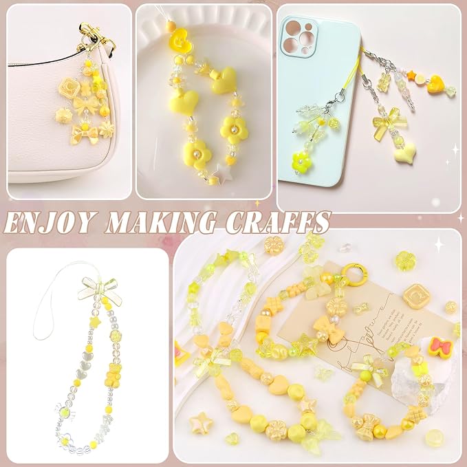 200-260PCS TINKRSTUFF Assorted Yellow Acrylic Beads - Image 5