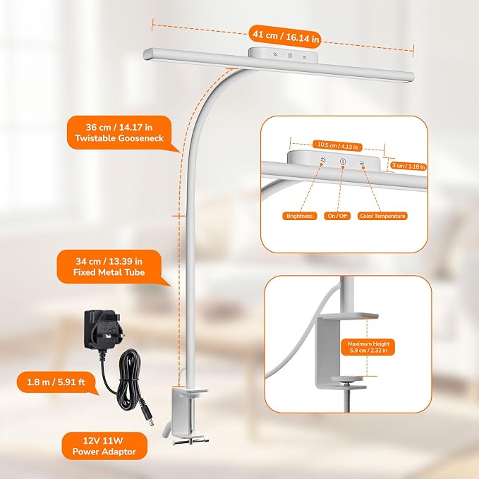 Lepro Led Desk Lamp for Home Office, Metal Architect Lamp - Image 6