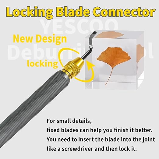 Deburring Tool with 10 Extra High Speed Steel Swivel Blades,Deburring Tool 3D Printing Double Head Anti Skid Handle, Which Can be Rotated or Fixed 360 Degrees,for Metal, Resin, Copper, Plastic