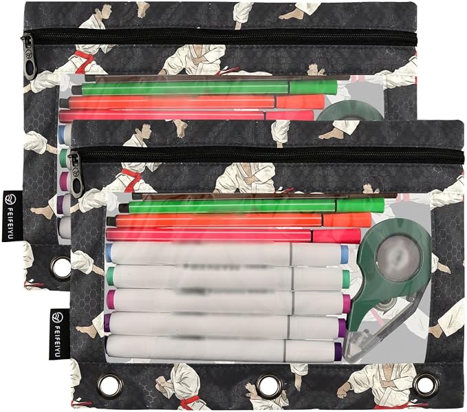 Karate Black Background Pencil Pouch - Image 2