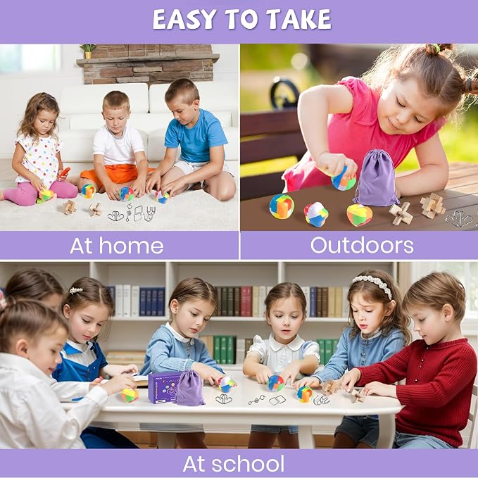 Brain Teaser Puzzles for Adults and Kids, 3D Wooden Plastic Metal Puzzle - Image 5