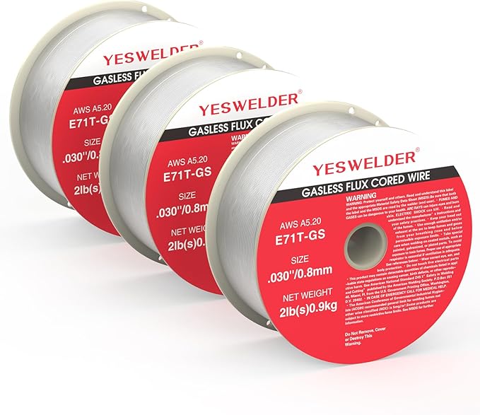 YESWELDER Flux Core Gasless MIG Wire, E71T-GS Mild Carbon Steel .030-Inch Diameter 2-Pound, 3-Packs Strong ABS Plastic Spool Welding Wire