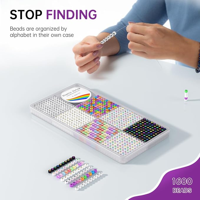 Redtwo 1600 Pcs Letter Beads Kit, 6 Styles of Colorful Alphabet Beads - Image 3